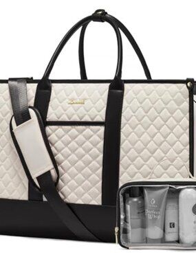 Quilted Travel Weekender Duffle Bag with Laptop Compartment, Carry-On Overnight